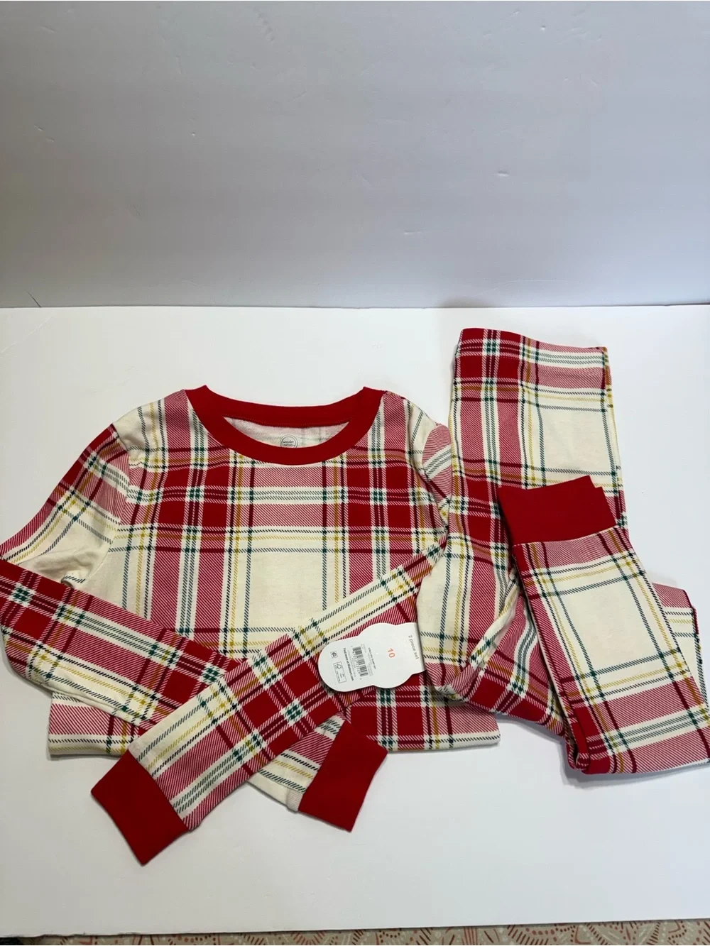 Wonder Nation Kids Sz 10/12 Red Plaid Pajama Set - Cozy Sleepwear
